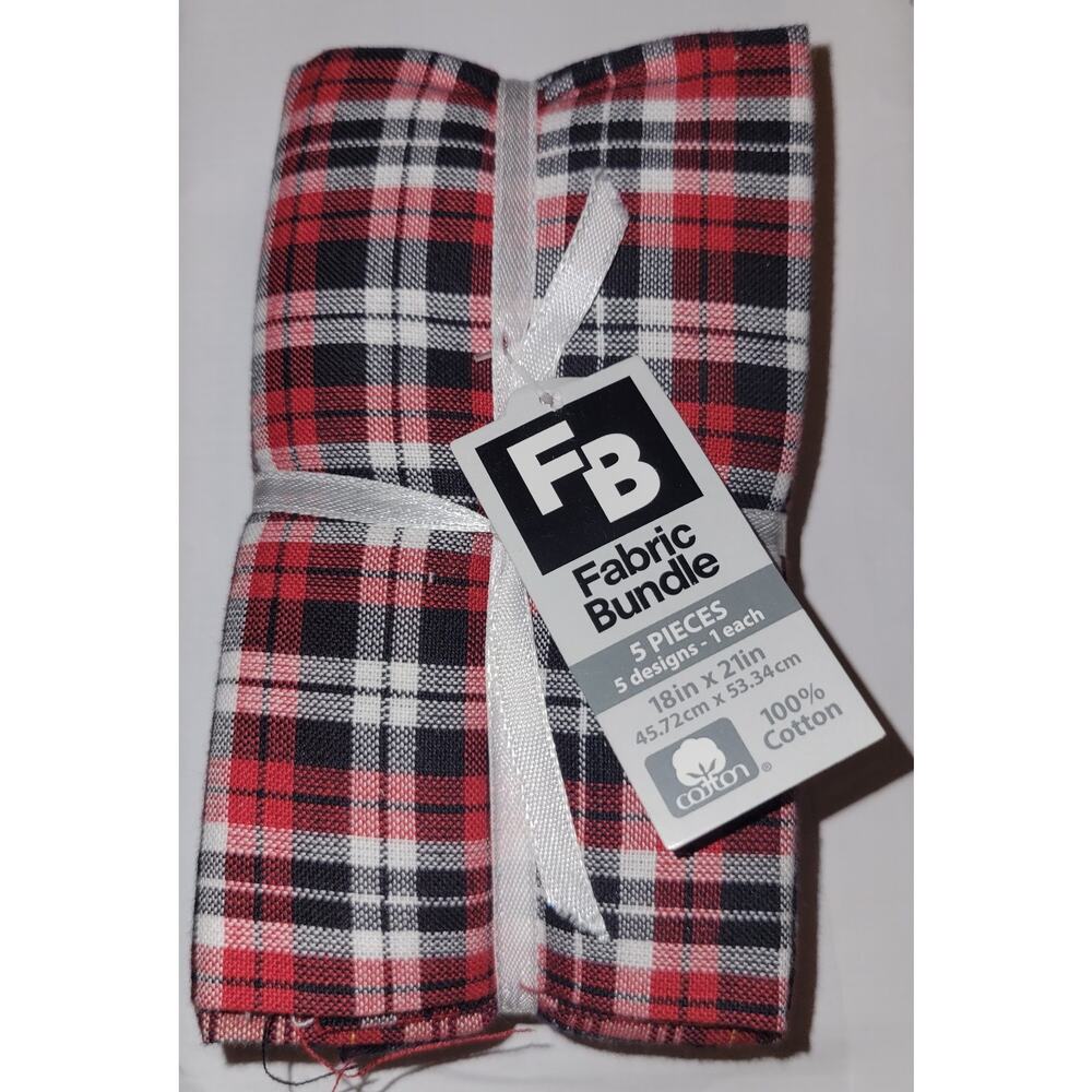 5 Piece Fat Quarter Bundle Fabric 18in By 21in Homespuns Red Bundle Plaids New